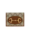 Gucci Women Horsebit Card Holder In Brown