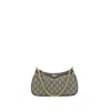 Gucci Women Beige Shoulder Bag With Gg Plaque On The Front And Chain-link Handle In Gg Canvas Woman In Brown