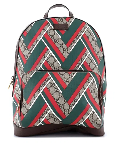 Pre-owned Gucci Brown Printed Gg Coated Canvas Zip Pocket Backpack Medium (authentic  Pre-loved)