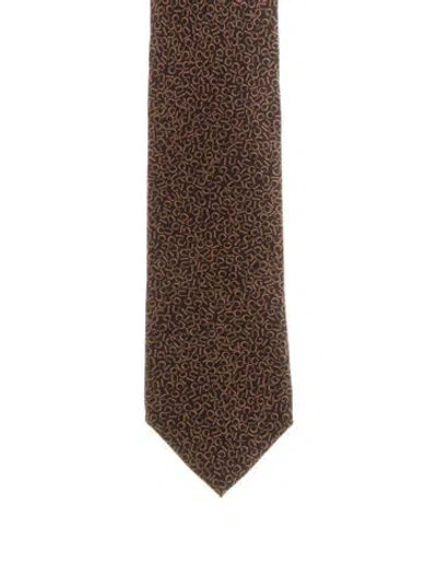 Pre-owned Gucci Brown Printed Silk Tie