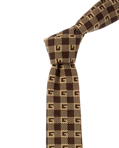 Gucci Brown Printed Silk Tie