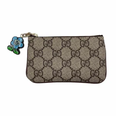 Pre-owned Gucci Brown Pvc Coated Canvas Fabric Coin Purse/coin Case ()
