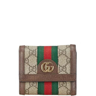 Pre-owned Gucci Brown Pvc Leather Wallet (tri-fold) ()
