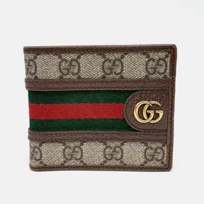 Pre-owned Gucci Brown Pvc Ophidia Gg Wallet (597606)