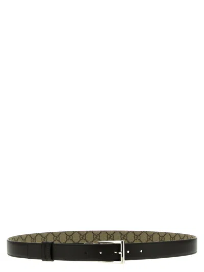 Gucci Brown Rectangular Buckle Reversible Belt
