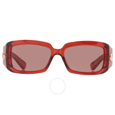 Gucci Brown Rectangular Ladies Sunglasses Gg1403sk 003 54 In Brown / Burgundy