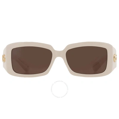 Gucci Brown Rectangular Ladies Sunglasses Gg1403sk 004 54 In Brown / Ivory