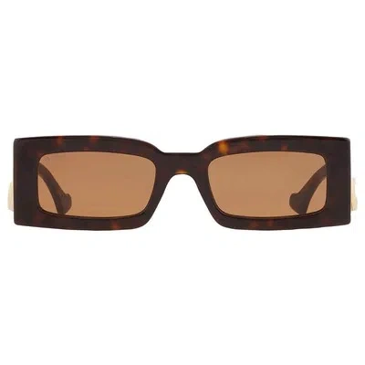 Pre-owned Gucci Brown Rectangular Ladies Sunglasses Gg1425s 002 53 Gg1425s 002 53