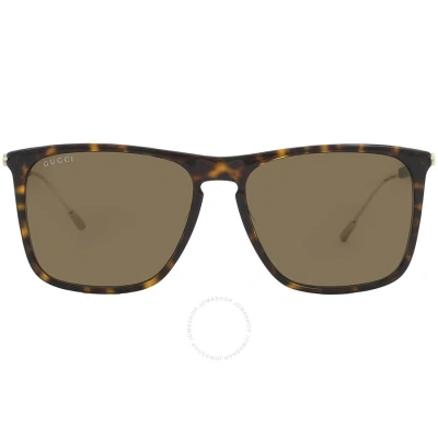 Gucci Brown Rectangular Men's Sunglasses Gg1269s 002 58 In Brown / Gold