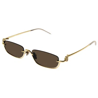 Gucci Brown Rectangular Unisex Sunglasses Gg1278s 001 55 In Green