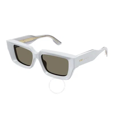 Gucci Brown Rectangular Unisex Sunglasses Gg1529s 004 54 In White