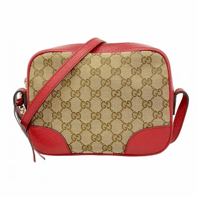Pre-owned Gucci Brown Red Color Canvas Shoulder Bag () In Multi