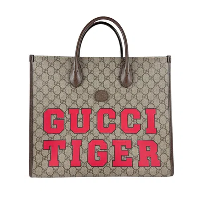 Pre-owned Gucci Brown Red Color Gg Supreme Handbag Shoulder Bag ()