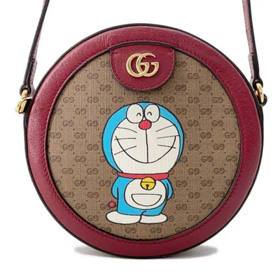 Pre-owned Gucci Brown Red Color Gg Supreme Shoulder Bag ()