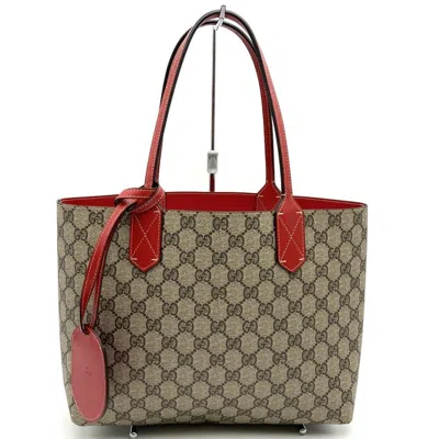 Pre-owned Gucci Brown Red Color Pvc Tote Bag ()