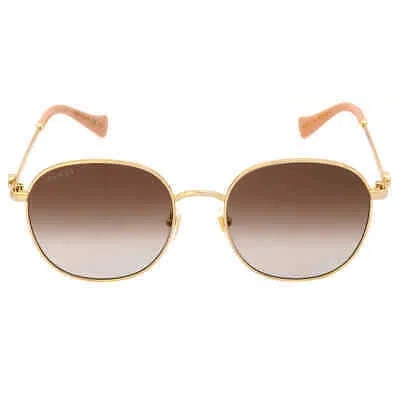 Pre-owned Gucci Brown Round Ladies Sunglasses Gg1142s 002 56 Gg1142s 002 56