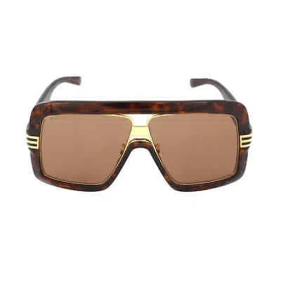 Pre-owned Gucci Brown Shield Unisex Sunglasses Gg0900s 002 60 Gg0900s 002 60