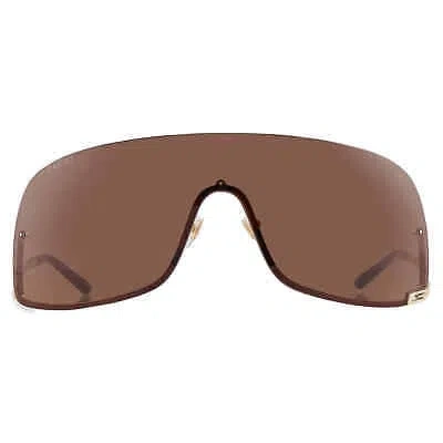 Pre-owned Gucci Brown Shield Unisex Sunglasses Gg1560s 002 99 Gg1560s 002 99