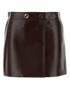 Gucci Women's Leather Mini Skirt In Brown