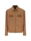 Gucci Blazer Camel Patterned Collar Buttoned Flap Pockets In Brown