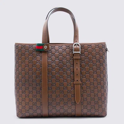 Gucci Brown Shopping Gg Emblem Big Tote