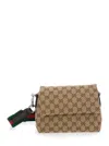 Gucci Brown Shoulder Bag With All-over Gg Motif And Web Detail In Fabric Woman In Brown