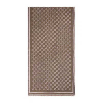 GUCCI BROWN SIGNATURE PATTERN SCARF