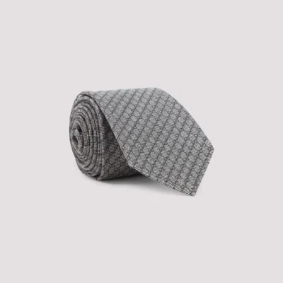 Gucci Brown Signature Pattern Tie In Gray