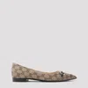 Gucci Horsebit Gg Canvas Pointed-toe Flats In Brown