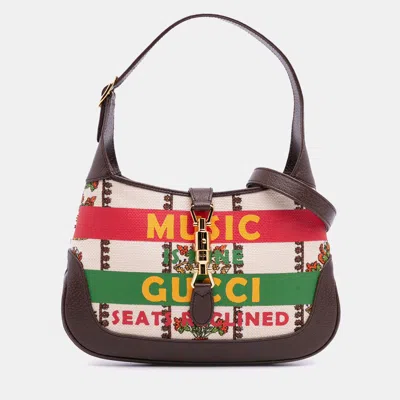 Pre-owned Gucci Brown Small Canvas 100 Centennial Music Jackie 1961 Crossbody