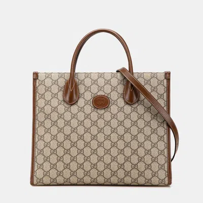 Pre-owned Gucci Brown Small Gg Supreme Interlocking G Tote Bag