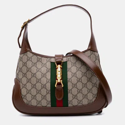 Pre-owned Gucci Brown Small Gg Supreme Jackie 1961 Crossbody