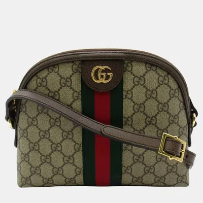 Pre-owned Gucci Brown Small Gg Supreme Ophidia Crossbody Bag