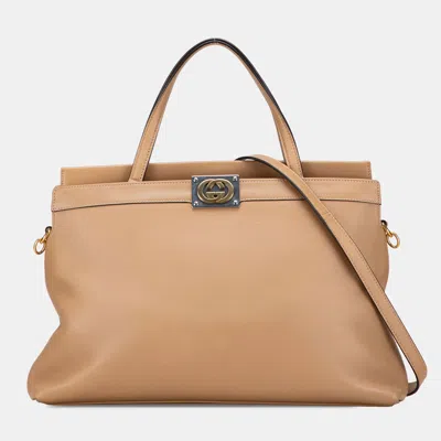 Pre-owned Gucci Brown Small Leather Linea Matisse Satchel