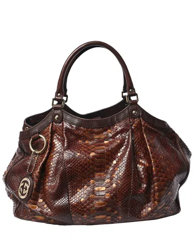 Gucci Brown Snakeskin Large Sukey Tote (authentic Pre-loved)