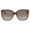 Gucci Women's Gg0022s Thin Square Acetate Sunglasses Brown In Brown / Dark
