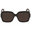 Gucci Brown Square Ladies Sunglasses Gg0036sn 002 54 In Black / Brown / Green