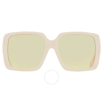 Gucci Brown Square Ladies Sunglasses Gg0567san 006 58 In Brown / Ivory