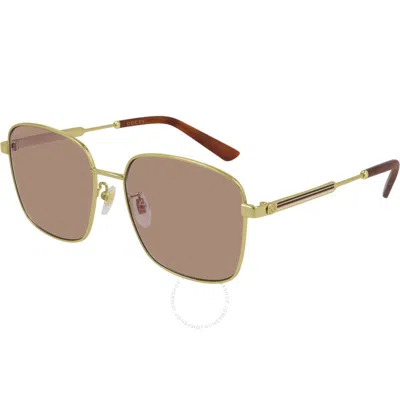 Gucci Brown Square Ladies Sunglasses Gg0852sk 005 58