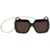 Gucci Double G Square-frame Sunglasses In Black / Brown