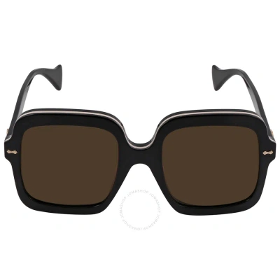 Gucci Brown Square Ladies Sunglasses Gg1241s 001 56 In Black / Brown