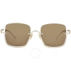 Gucci Brown Square Ladies Sunglasses Gg1279s 002 54 In Brown / Gold