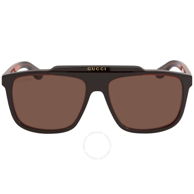 Gucci Brown Square Men's Sunglasses Gg1039s 003 58 In Black / Brown