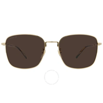 Gucci Brown Square Men's Sunglasses Gg1350s 002 58 In Brown / Gold