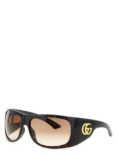 Gucci Brown Square Sunglasses In Black
