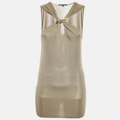 Pre-owned Gucci Brown Stretch Knit Mini Dress S