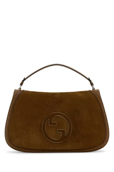 Gucci Brown Suede And Leather Large  Blondie Handbag