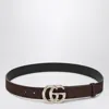 Gucci Brown Suede Belt With Bamboo Gg Marmont Buckle Women In Brown