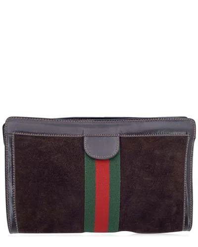 Gucci Brown Suede Clutch (authentic Pre-loved)