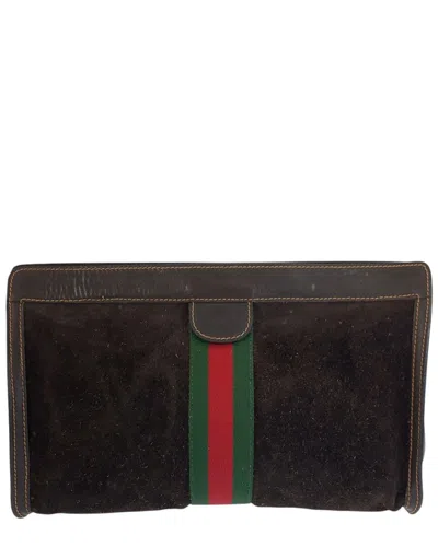 Gucci Brown Suede Clutch (authentic Pre-loved)